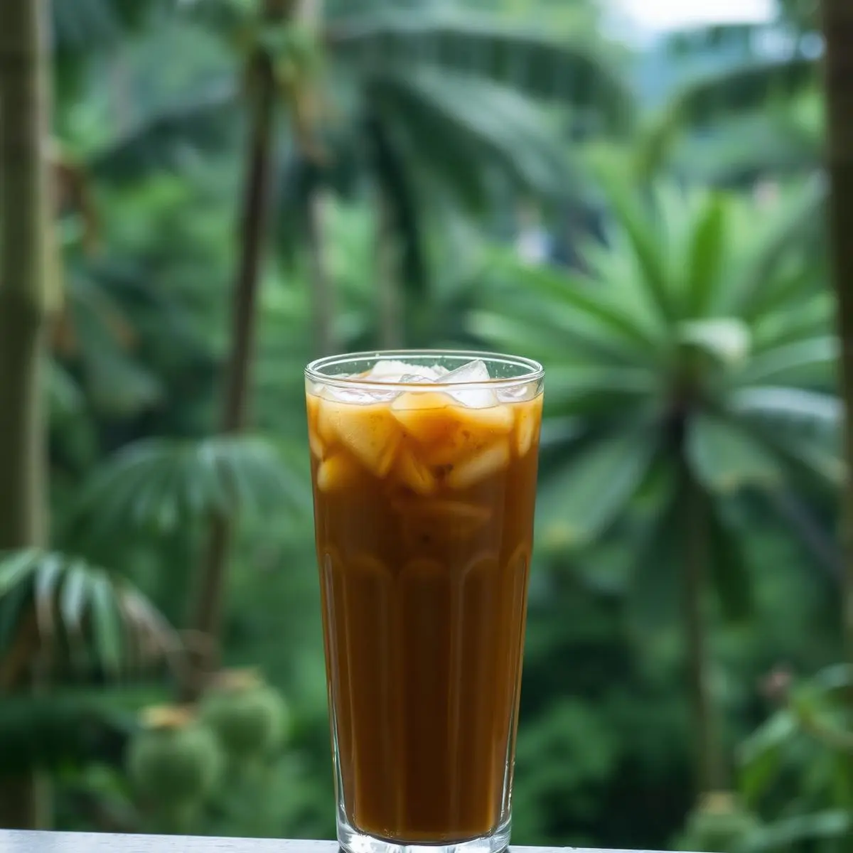 Meja makan di tepi air.